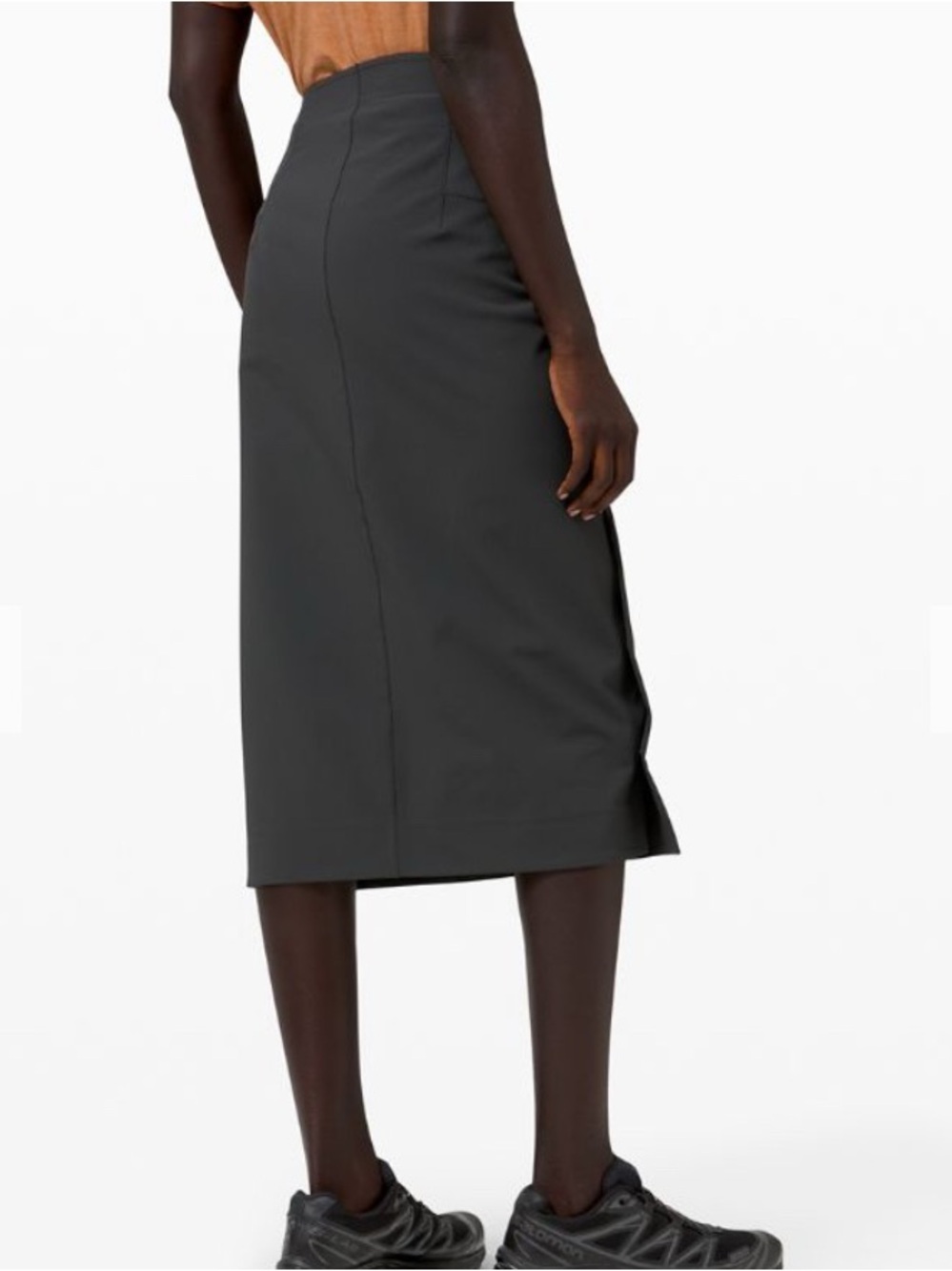 Lululemon Lab Midi Skirt Womens 6 Dark Grey Technical Wrap Front Pockets - Picture 2 of 8